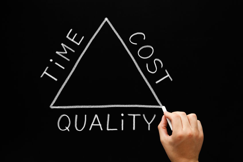 what type of roofing shingle to buy - time cost quality triangle concept 